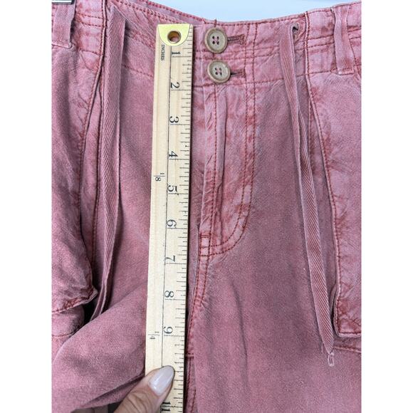 Anthropologie Pilcro Beach Cargo Pants Coral Linen Blend Wide Leg Women 25 Tall - Picture 8 of 10
